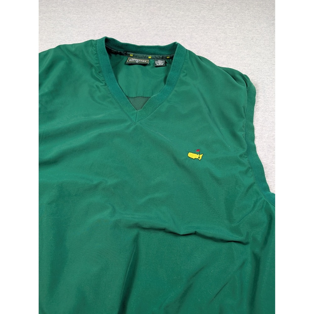 Masters Collection Golf Wind Vest Mens XL Green Augusta V-Neck Pullover Shell
